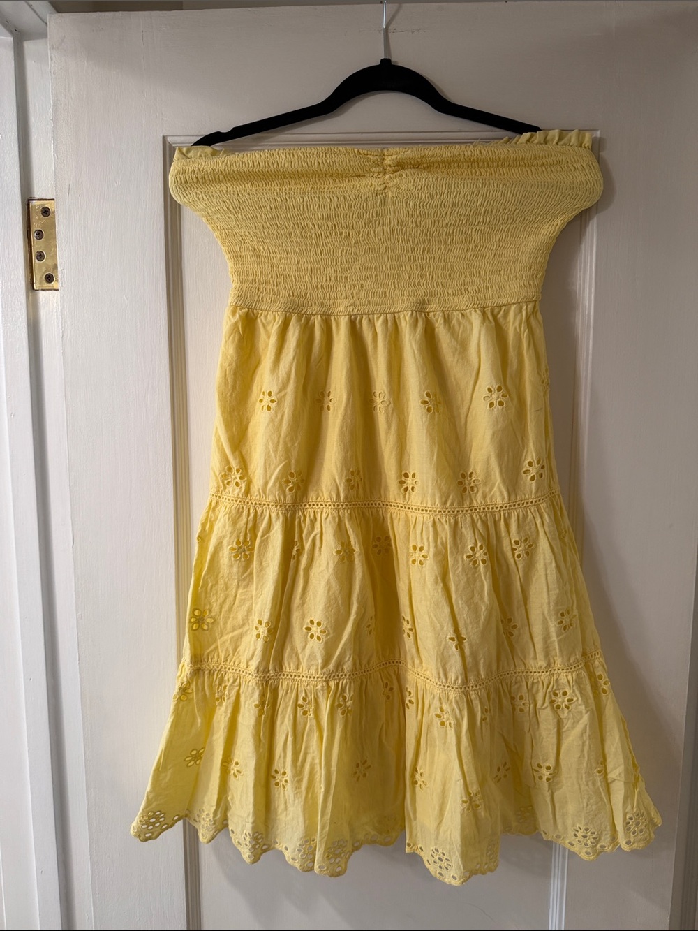Jessica Simpson Yellow Eyelet Tiered Mini Skirt